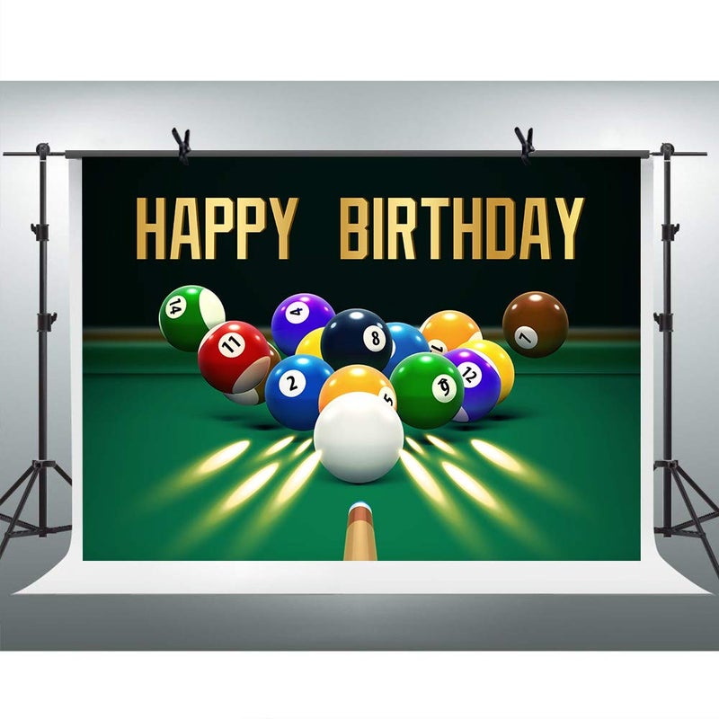 FHZON 7x5ft Birthday Party Backdrop Billiard Pool Balls Photography Backgrounds Snooker Contest Beginning Entertainment Game Theme Party Wallpaper Photo Booth Prop BJYYFH170 Multi - Image 1